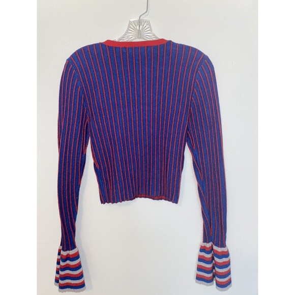 Forever 21 Blue Red Striped Ribbed Sweater Size Medium - Picture 4 of 4